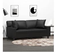 ""NEW 2026"" Canapé moderne - Design ergonomique - pour salon - 2 places avec oreillers décoratifs noir 140cm similicuir L1952