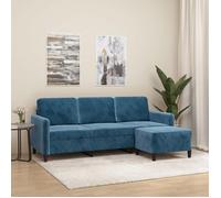 ""NEW 2026"" Canapé moderne - Design ergonomique - pour salon - à 3 places avec repose-pieds Bleu 180 cm Velours L2264