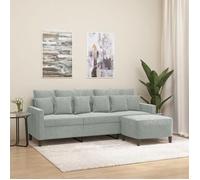 ""NEW 2026"" Canapé moderne - Design ergonomique - pour salon - à 3 places avec repose-pieds Gris clair 180 cm Velours L2188