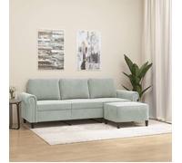 ""NEW 2026"" Canapé moderne - Design ergonomique - pour salon - à 3 places avec repose-pieds Gris clair 180 cm Velours L2296