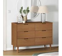 ""NEW 2026"" Commode de salon/chambre, Buffet bas, MOLDE Marron 113x40x80 cm Bois de pin massif L4426