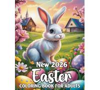 New 2026 Easter Coloring Book For Adults: 40 Large Print Easter Coloring Pages with Eggs, Bunnies, Beautiful Flowers, and Festive Decorations - Easy & ... Relief, Mindfulness, Seniors, and Adults.