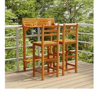 ""NEW 2026"" Ensemble Bistrot/BAR - de balcon lot de 3 - 2 Chaises et 1 Table - Bois d'acacia massif 90x37x122.5 cm S511