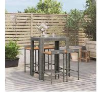 ""NEW 2026"" Ensemble Bistrot/BAR - jardin lot de 5 - 4 Chaises et 1 Table- gris poly rotin/bois massif acacia 40x44x86 cm S594