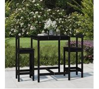 ""NEW 2026"" Ensemble Bistrot/BAR - lot de 3 - 2 Chaises et 1 Table - noir bois de pin massif 82.5x82.5x110 cm S533
