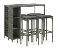 ""NEW 2026"" Ensemble Bistrot/BAR - lot de 5 - 4 Chaises et 1 Table- et coussins Résine tressée Gris 120x60x110 cm S475