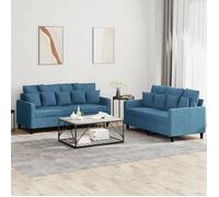 ""NEW 2026"" Ensemble de canapés lot de 2 - Sofa set - 4-6 PERSONNES - avec coussins Bleu Velours 138x77x80 cm L1398