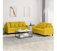 ""NEW 2026"" Ensemble de canapés lot de 2 - Sofa set - 4-6 PERSONNES - avec coussins Jaune Velours 138x77x80 cm L1396