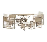 ""NEW 2026""Ensemble repas de jardin Lot de 7 1 table 2 fauteuils 2 chaises et 2 tabourets résine tressée beige rpj47y932302