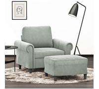 ""NEW 2026"" Fauteuil avec repose-pied Gris clair 60 cm Velours L2286