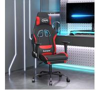 ""NEW 2026"" Fauteuil de jeu( 1 pc ) - Chaise de gaming - 1 place - avec repose-pied Noir et rouge Tissu 66x58x(120-130) cm L5921