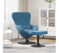 ""NEW 2026"" Fauteuil œuf - Poids maximal: 110 kg - 1 personne - avec Pouf with Footstool Bleu Velours 63x73x90 cm L6310