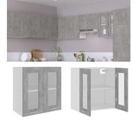 (NEW 2026)Gris Placard/Armoire Haut - Vitrine suspendue - CLOUD - Cabinet de cuisine - ""Lyon"" Gris béton 60x31x60 cm - Bois d'ingéni