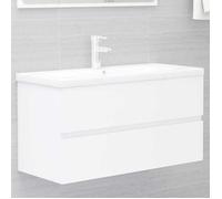 ""NEW 2026"" Meuble Lavabo de Bain - 1 PC - Armoire d'évier - avec lavabo intégré blanc bois d'ingénierie 90x38.5x45 cm L6239