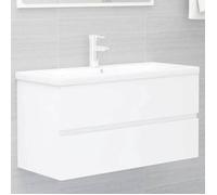 ""NEW 2026"" Meuble Lavabo de Bain - 1 PC - Armoire d'évier - avec lavabo intégré Blanc Bois d'ingénierie 90x38.5x45 cm L6227