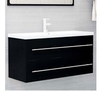 ""NEW 2026"" Meuble Lavabo de Bain - 1 PC - Armoire d'évier - avec lavabo intégré Noir Aggloméré 100x38.5x48 cm L6254