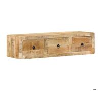 ""NEW 2026"" Meuble TV mural, 1PC, armoire TV suspendue, 100x32x25 cm bois massif manguier brut L5236