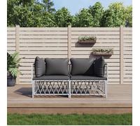 ""NEW 2026"" Salon de jardin lot de 2, Meuble pour 1 personne, avec coussins blanc acier 72x72x66 cm S1682