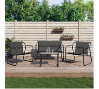 ""NEW 2026"" Salon de jardin lot de 4, Meuble pour 3 personnes, avec coussins anthracite acier 60x40x40 cm S1697