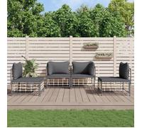 ""NEW 2026"" Salon de jardin lot de 4, Meuble pour 3 personnes, avec coussins anthracite résine tressée 72x72x66 cm S1662