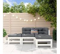 ""NEW 2026"" Salon de jardin lot de 4, Meuble pour 3 personnes, blanc bois de pin massif 63.5x63.5x60 cm S1592