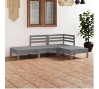 ""NEW 2026"" Salon de jardin lot de 4, Meuble pour 3 personnes, Gris Bois de pin massif 63.5x63.5x62.5 cm S1066