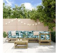 ""NEW 2026"" Salon de jardin lot de 6, Meuble pour 5 personnes, bois de pin imprégné 61x60.5x62 cm S1566
