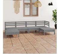 ""NEW 2026"" Salon de jardin lot de 6, Meuble pour 5 personnes, Gris Bois de pin massif 63.5x63.5x62.5 cm S1147
