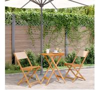 ""NEW 2026"" Set de Table Bistro - lot de 3 - pour Balcon, Terrasse -beige tissu et bois massif 60x75 cm S210