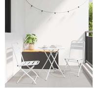 ""NEW 2026"" Set de Table Bistro - lot de 3 - pour Balcon, Terrasse -Blanc Acier 55x55x72.5 cm S381