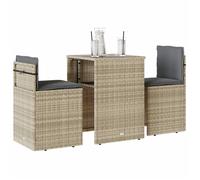 ""NEW 2026"" Set de Table Bistro - lot de 3 - pour Balcon, Terrasse -et coussins gris clair résine tressée 55x52x76 cm S334
