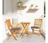 ""NEW 2026"" Set de Table Bistro - lot de 3 - pour Balcon, Terrasse -Marron Bois d'Acacia Massif 55x55x74 cm S366