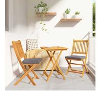 ""NEW 2026"" Set de Table Bistro - lot de 3 - pour Balcon, Terrasse -Marron Bois d'Acacia Massif 55x55x74 cm S369