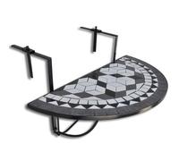 ""NEW 2026""Table suspendue de balcon Mosaïque 1 pc tube de fer + carreau de céramique noir et blanc 76 x 38 cm nds46e355185