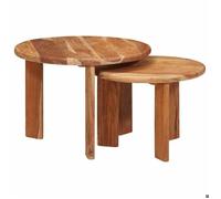 ""NEW 2026"" Tables basses gigognes 2 pcs - Meuble de salon/chambre - Marron Bois d'Acacia Massif 50x50x40 cm L66
