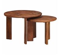 ""NEW 2026"" Tables basses gigognes 2 pcs - Meuble de salon/chambre - Marron miel Bois de mangue massif 50x50x40 cm L71