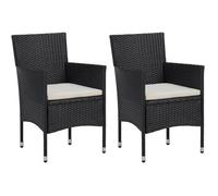 NEW&5665Parfait - Lot de 2 Fauteuils de Jardin Scandianve Chaises de jardin Chaises d'extérieur - Résine tressée Noir