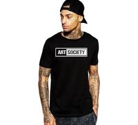 New Art Society x Retro Kings Stencil Bar Black Tee Shirt SMALL-3XLARGE Limited Manches Courtes(Small)