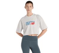 New Balance Athletics Premium Logo Cropped Tee Femme - T-Shirts, Gris - Taille M - Jersey de coton Grey M