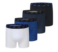 New Balance Boy's Performance Boxer Briefs 4-Pack, Black/Team Royal/White/Magnet Print, X-Small