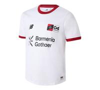 New Balance Enfants' Bayer 04 Fourth Youth Short Sleeve Jersey en Blanc/Rouge, Polyester, Taille YM