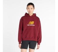 New Balance Femme Athletics French Terry Logo Hoodie en Rouge, Coton Fleece, Taille XL