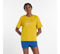 New Balance Femme Athletics Legacy T-Shirt en Jaune, Coton, Taille XL