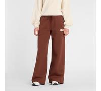 New Balance Femme Linear Heritage Fleece Wide Leg Pant en Marron, Coton Fleece, Taille M