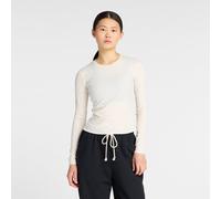 New Balance Femme Micro-Rib Long Sleeve en Blanc, Poly Knit, Taille XL