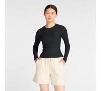 New Balance Femme Micro-Rib Long Sleeve en Noir, Poly Knit, Taille L