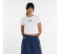 New Balance Femme Trackside Ringer T-Shirt en Blanc, Jersey de Coton, Taille L