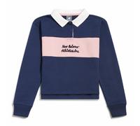 New Balance Filles Contrast Panel Long Sleeve Rugby en Bleu, Coton Fleece, Taille 12-13 ans