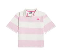 New Balance Filles Striped Rugby Polo en Blanc, Coton, Taille 9-10 ans