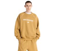 New Balance Homme Trackside Fleece Crew en Marron/Blanc, Polaire Poly, Taille M